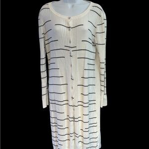 CAbi White and Black Long Sweater